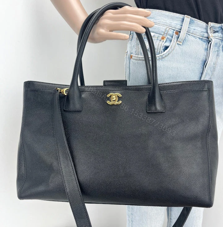 View 8 of Chanel Executive Cerf Tote Gold Tone In Black 36Cm