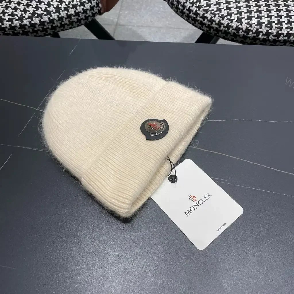 View 8 of Cream Knit Beanie Mid-Citified Emblem Cozy Luxury Beanie