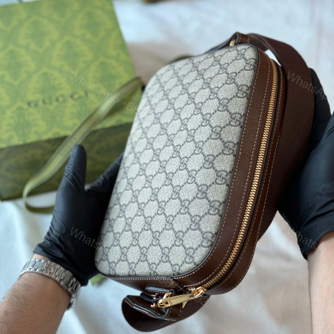 View 4 of GG Messenger Bag With `Interlocking G