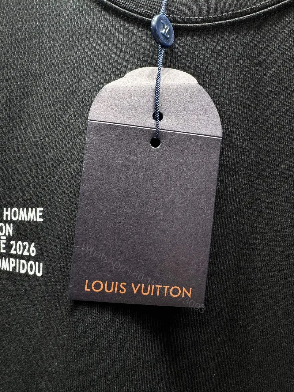 View 6 of Black Cotton Tee – Minimalist LV.M. Studio Detail, Unisex