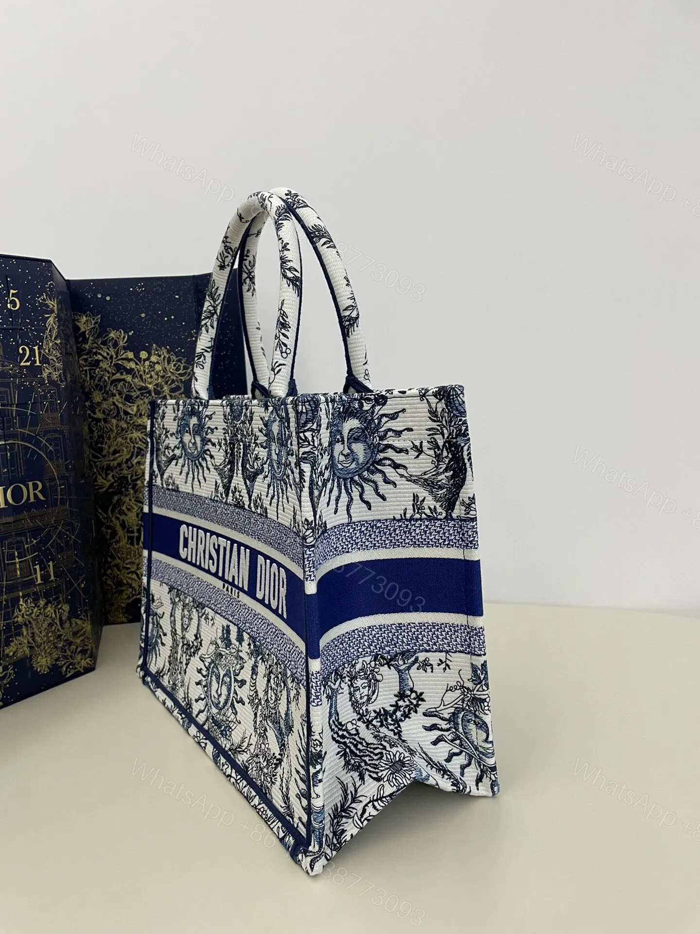 View 2 of Dior Book Tote Women’s Handbag Embroidered Fabric Size 36cm