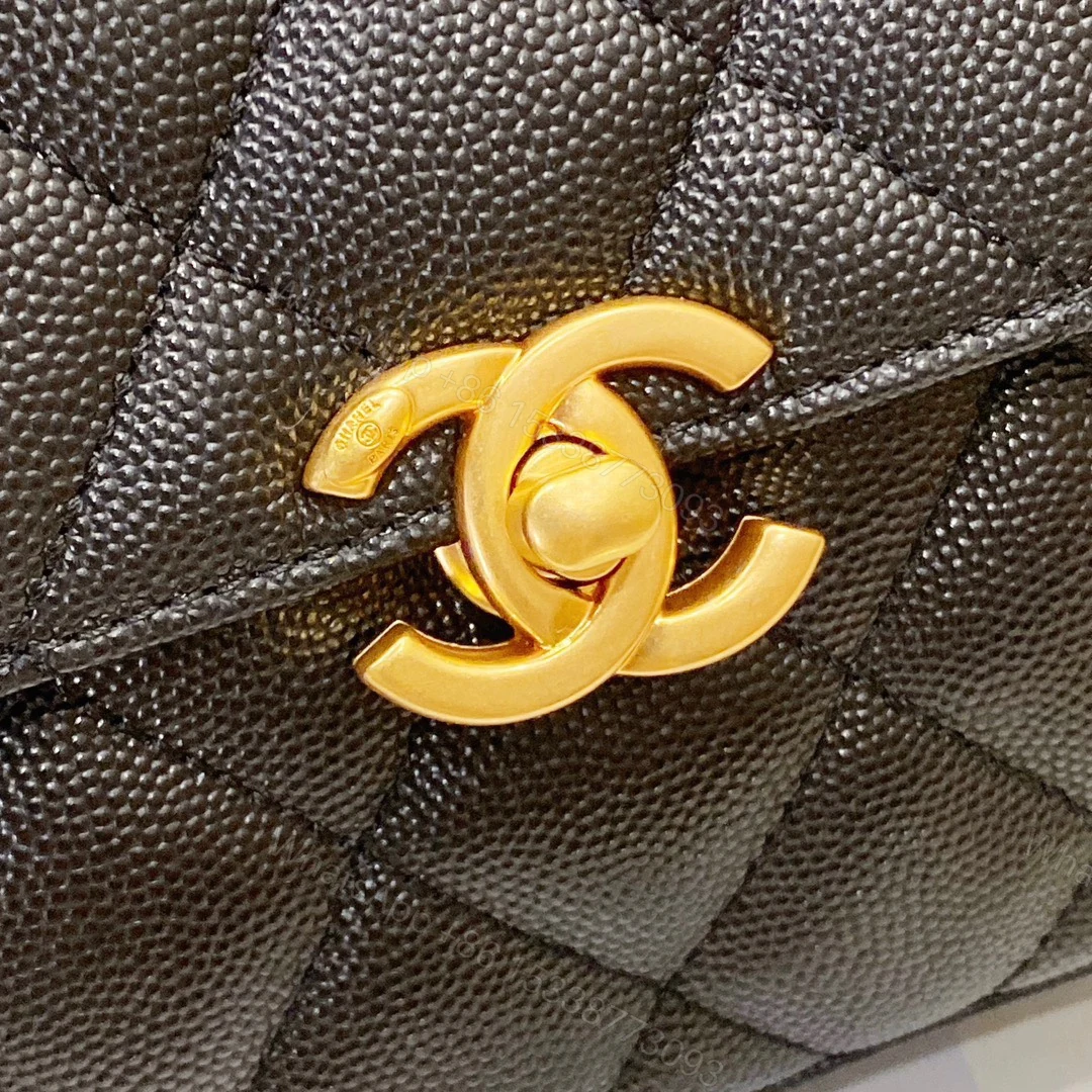 View 6 of Chanel Handle Woman’s Black Leather Handbags Pebbled Leather 19cm