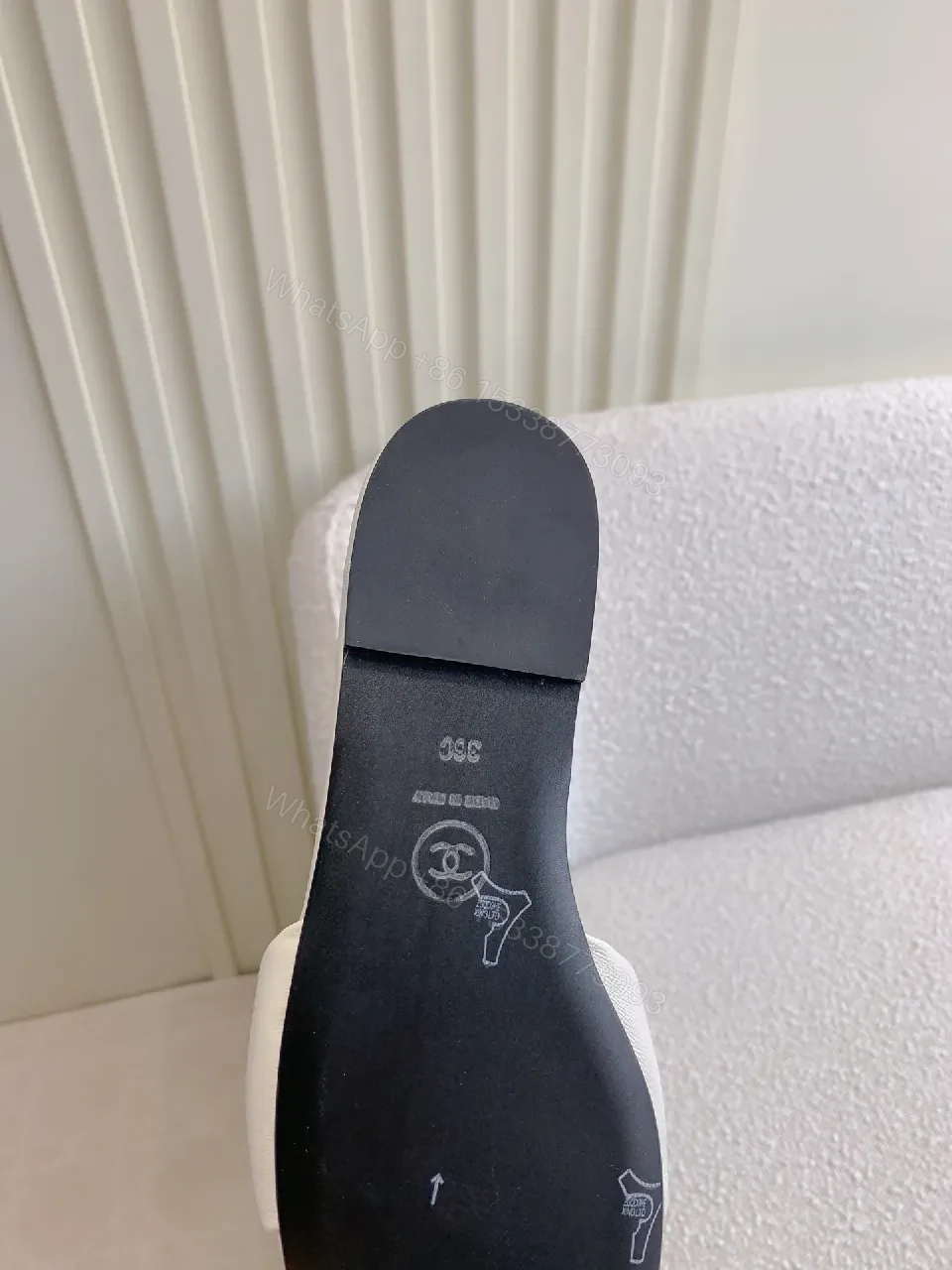 View 4 of White Leather Slide Sandals - Luxe Comfort, Subtle Logo
