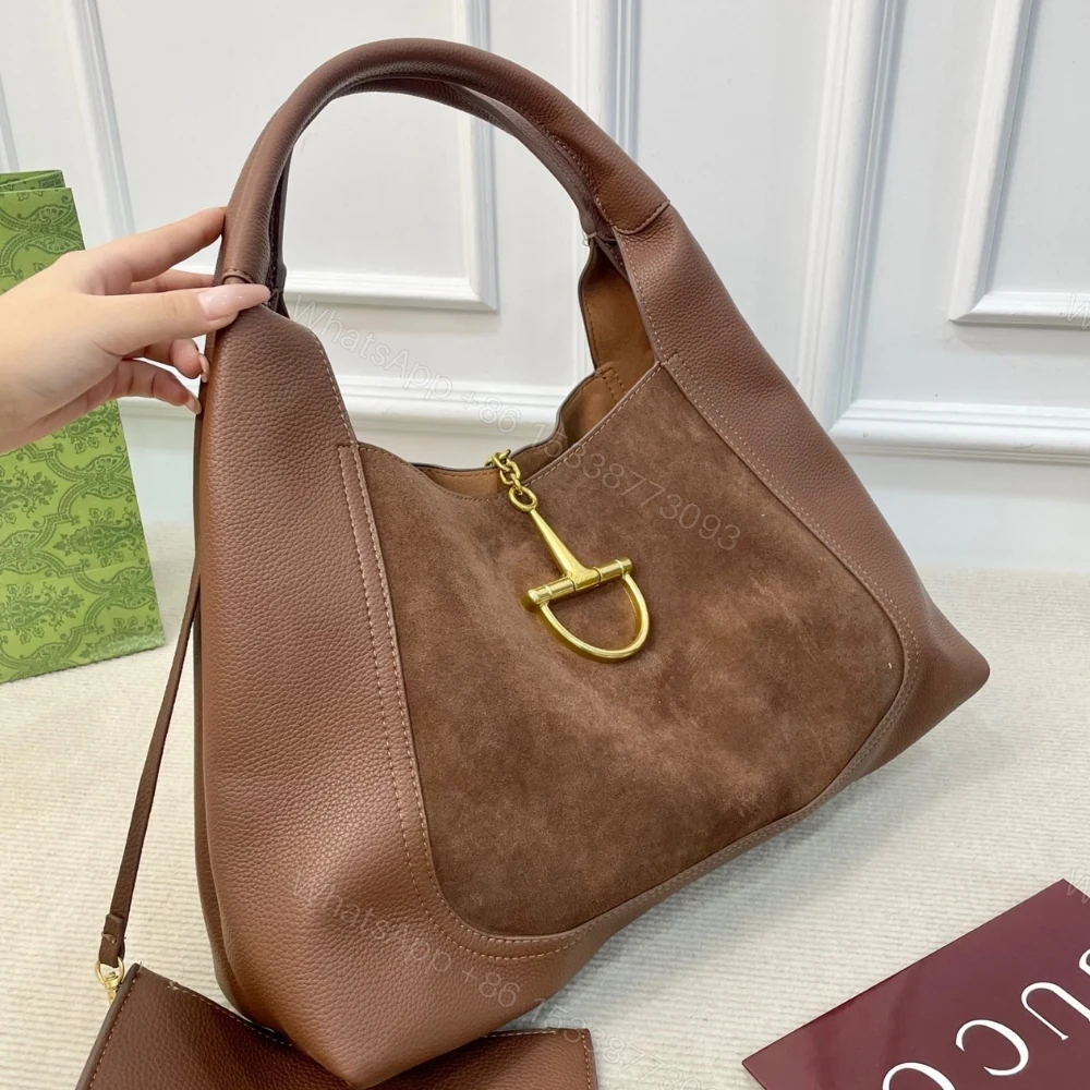 View 3 of Gucci Softbit Maxi Suede Shoulder Bag Brown 42Cm