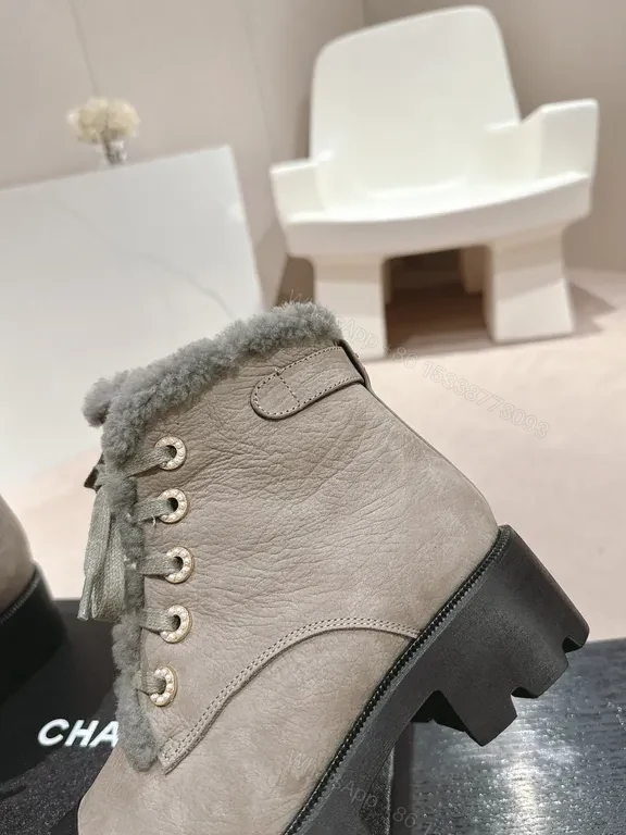 View 9 of Chanel-Inspired Warm Winter Boots with Luxe Stingray Texture