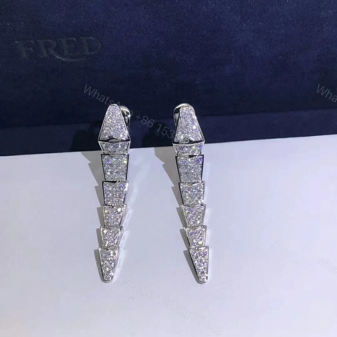 View 3 of Bvlgari Serpenti Earrings, Full Diamonds