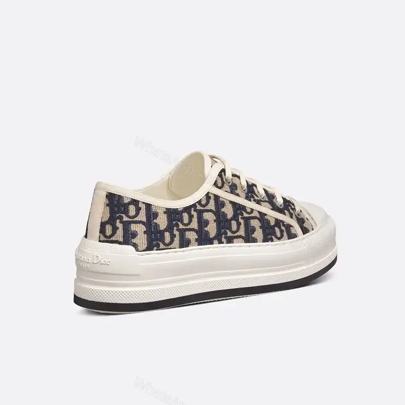 View 3 of WALK’N’DIOR PLATFORM SNEAKERS UNISEX OBLIQUE EMBROIDERED COTTON BLUE – CD160
