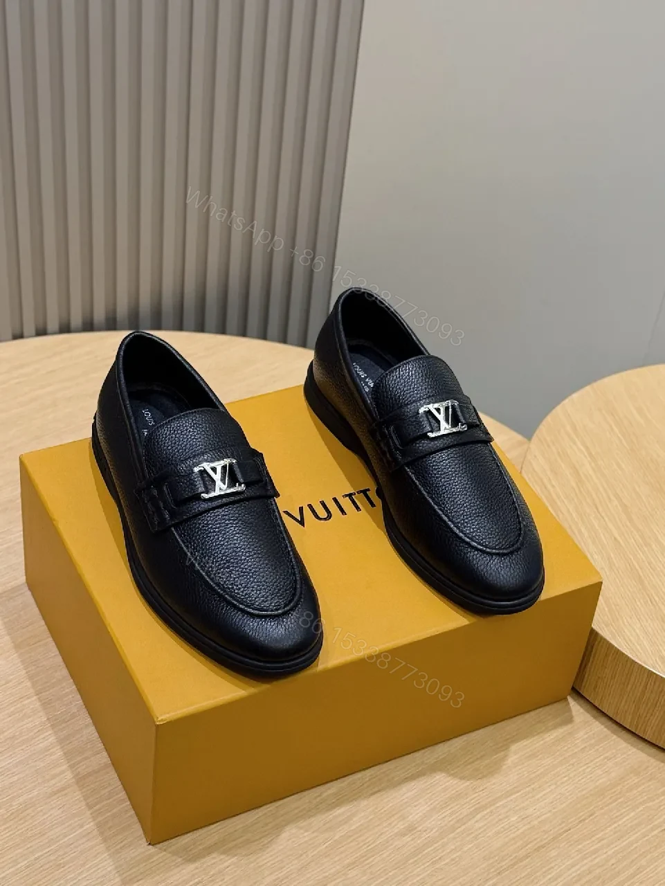 Black Leather Loafers – Classic Silhouette, LV Hardware, All-Day Comfort — view 1