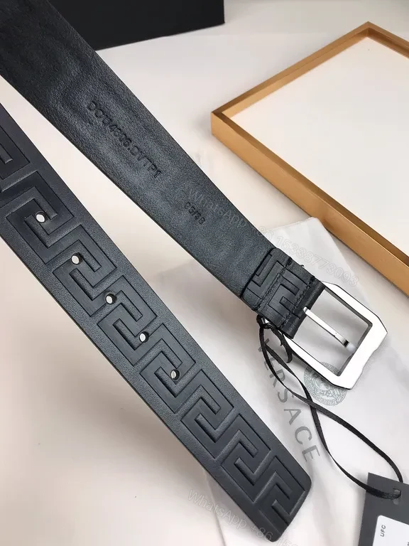 View 2 of Greek-Key Leather Belt â€” Luxurious, All-Season Style