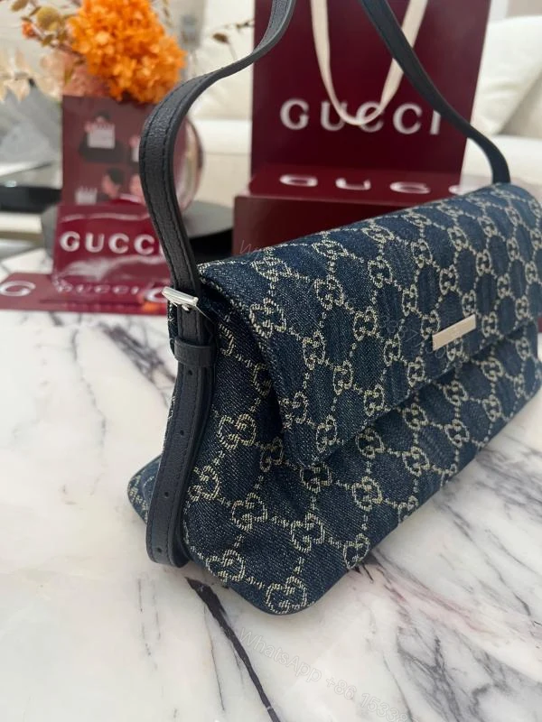 View 8 of Gucci古驰深蓝牛仔肩挎包_高仿a货厂家-奢品库