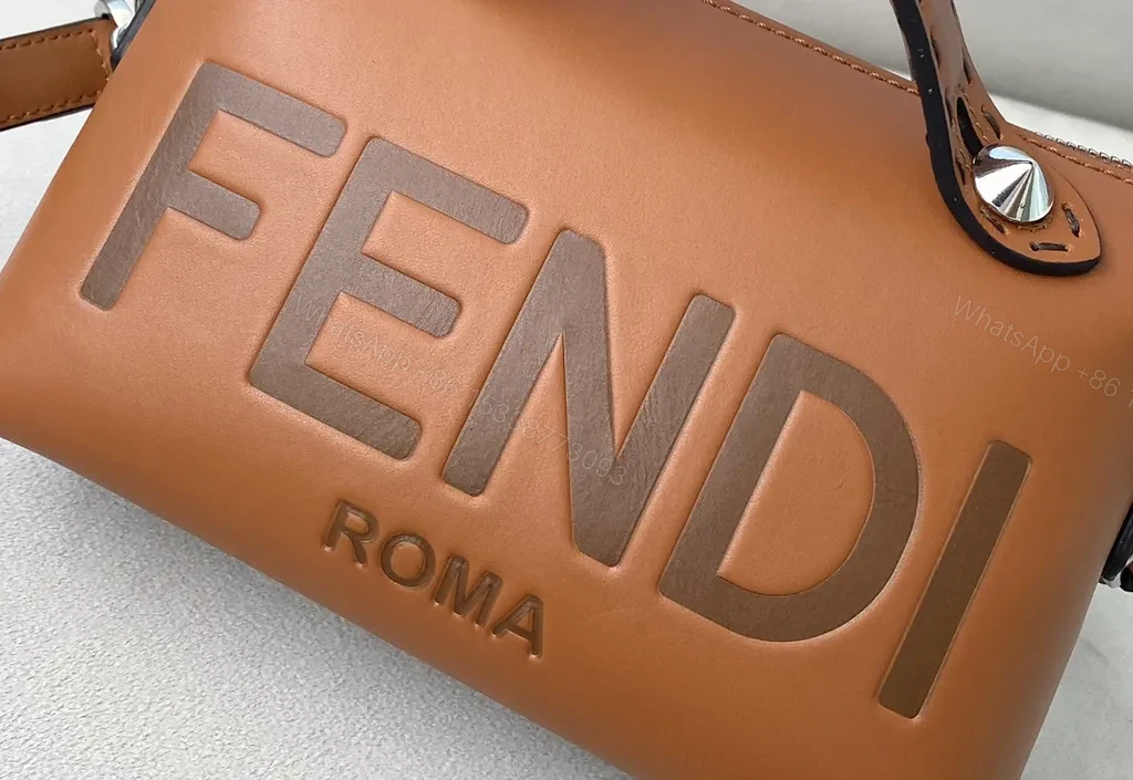 View 8 of Tan Leather Crossbody: Signature Fendi Logo, Compact & Durable