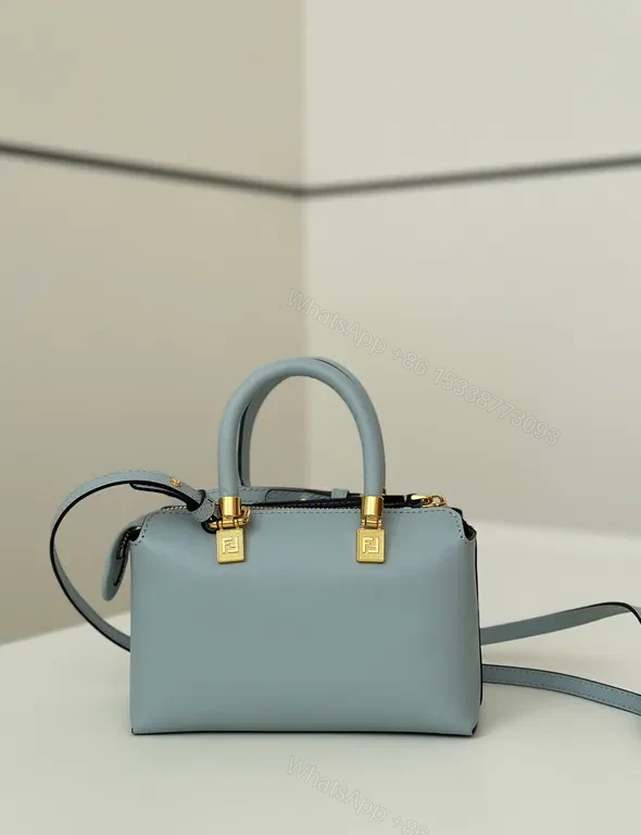 View 8 of Blue Leather Fendi Roma Satchel: Structured Luxury Crossbody