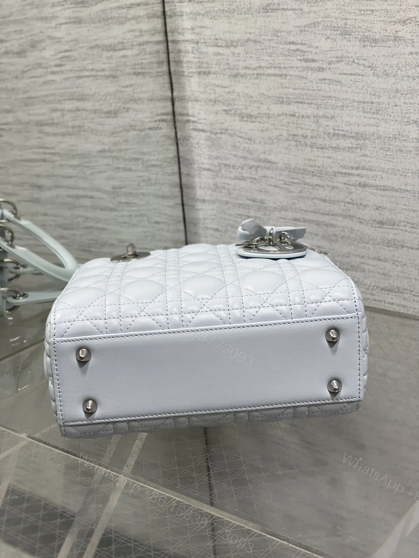 View 5 of Dior Small Lady Dior Bag in Ice Blue Cannage