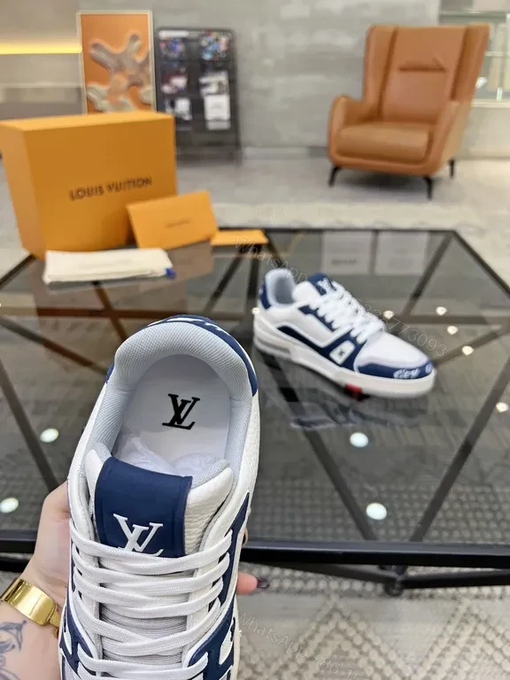 View 4 of Bold Navy-White LV-Inspired High-Tops: All-Day Comfort Sneakers