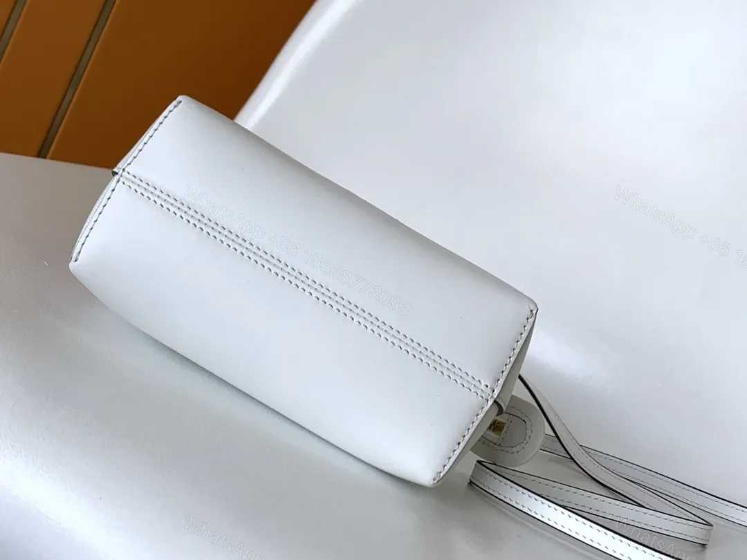 View 6 of White Leather Handbag Crystal-Embellished Logo