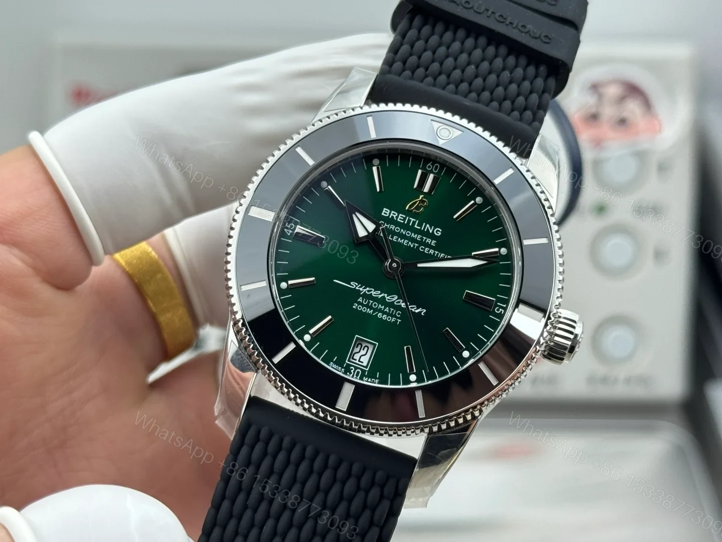 View 3 of Breitling Superocean Heritage Green Rubber Replica 46MM Premium B20 Diver Edition AB2020121L1S1