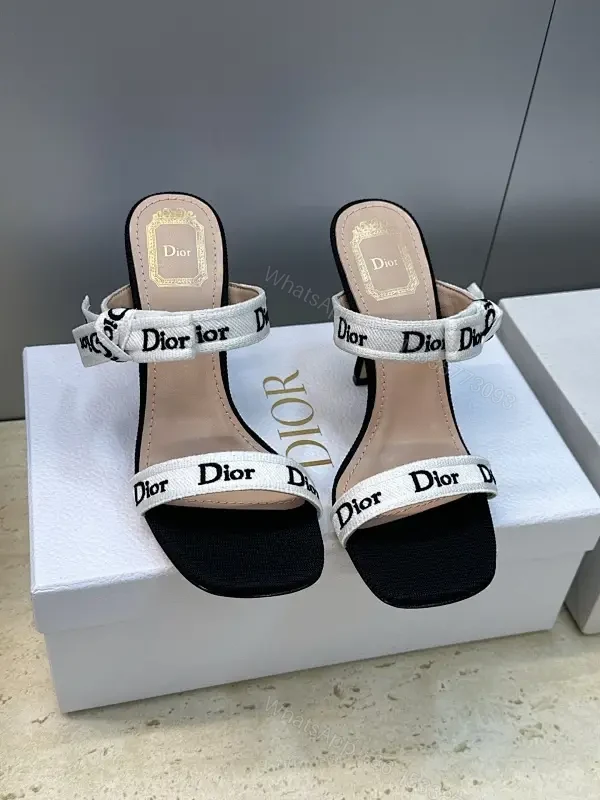 White Fabric Straps Open-Toe Sandals with Dior-Branding, Minimalist Luxury, Open-Toe Sandals — view 1