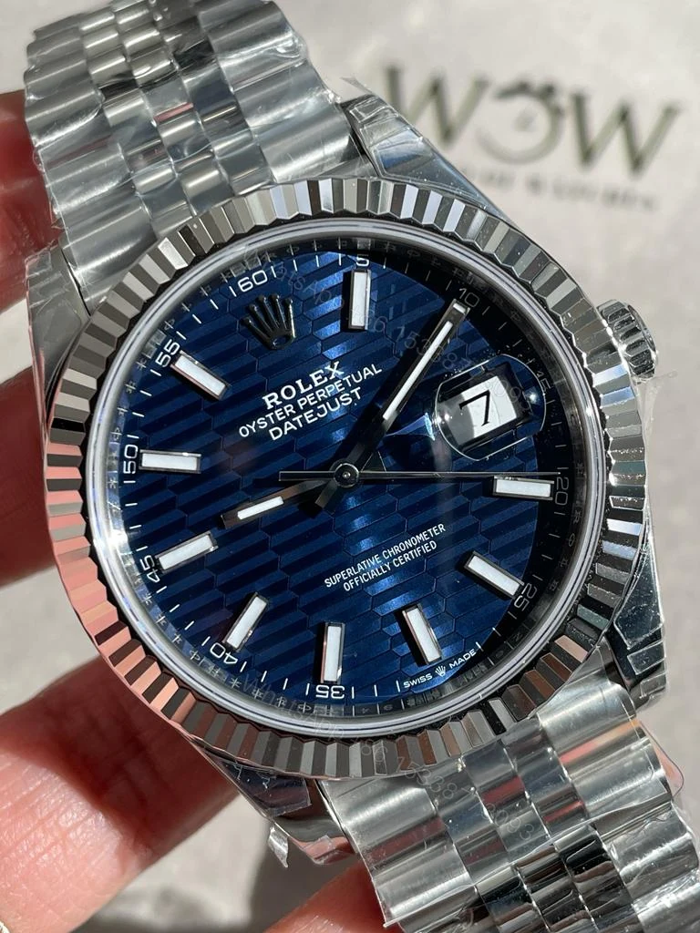 View 4 of VSF Factory 1:1 Rolex Datejust 41mm 126334 904L SS Fluted Bezel Patterned Blue MOTIF Dial VS3235