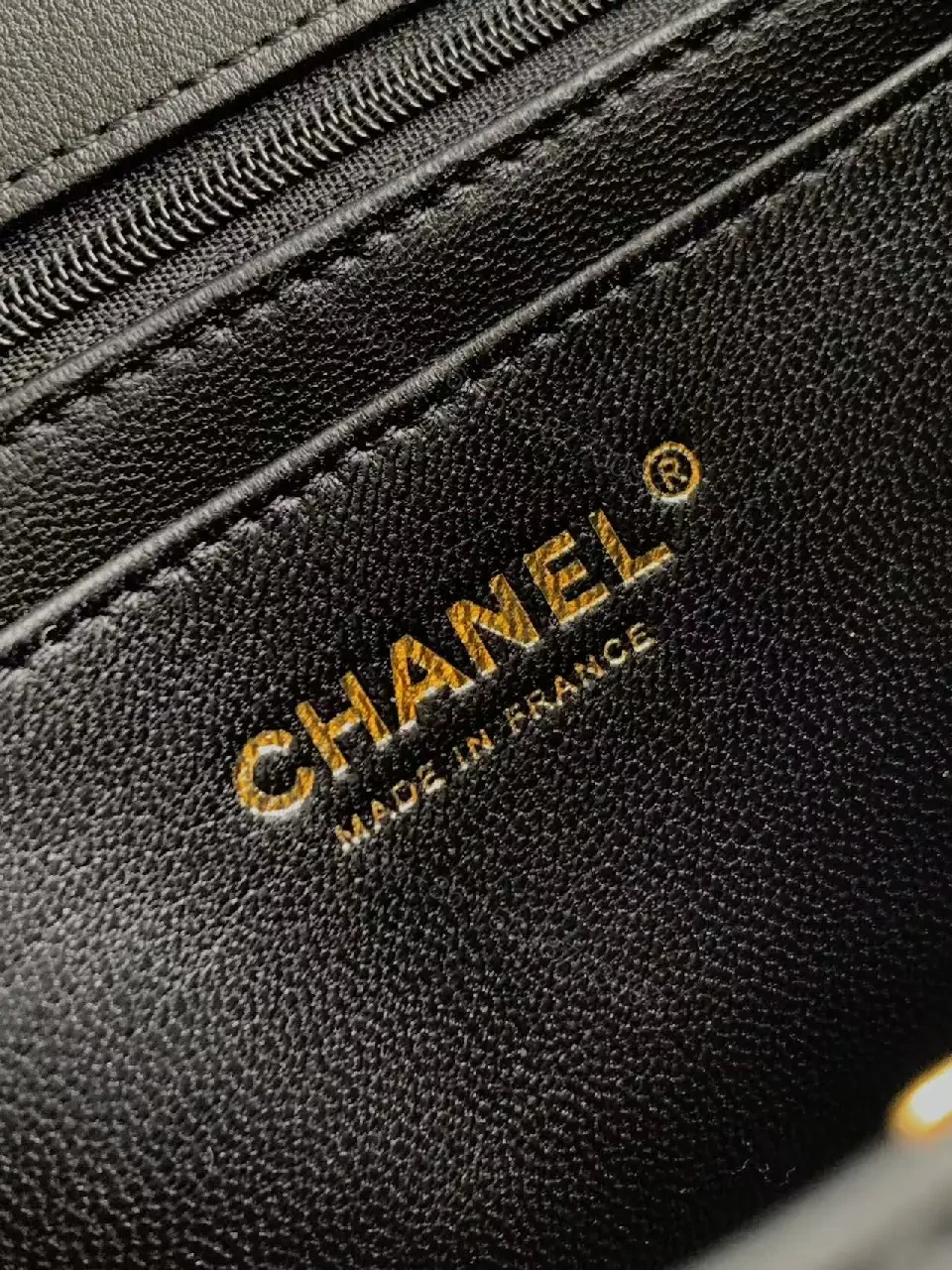 View 3 of Quilted Black Leather Crossbody: Golden Turn-Lock Charm Bag