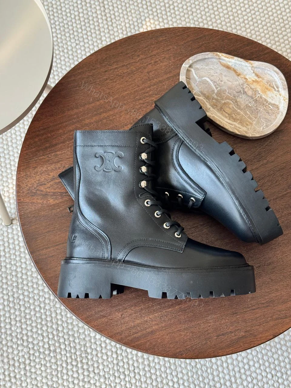 View 2 of CELINE BULKY LACED UP BOOT in NYLON AND SHINY BULL