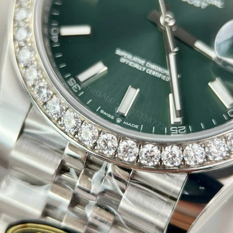 View 7 of Datejust 41mm Super Clone Custom Ruby + Moissanite Diamonds Replica