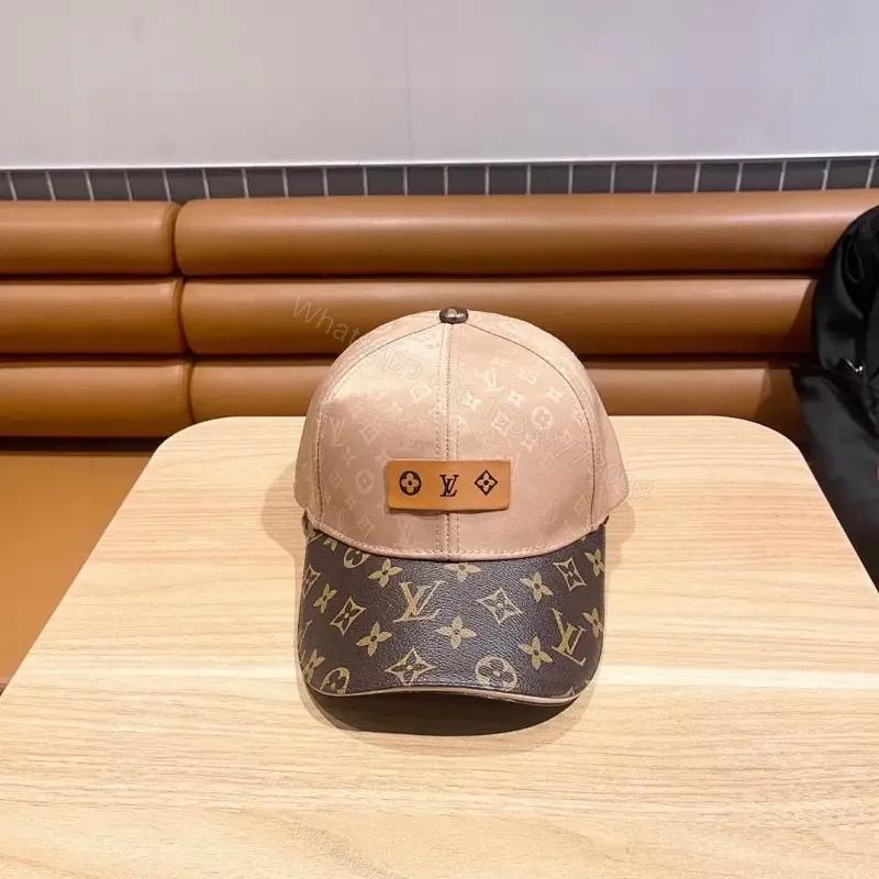 Beige Monogram Pattern Cap with Pink Panel, Six-Panel, Leather Patch, Adjustable Back, Luxury Everyday — view 1