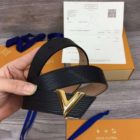 View 8 of LOUIS VUITTON BLACK EPI LEATHER ESSENTIAL V BELT – B125