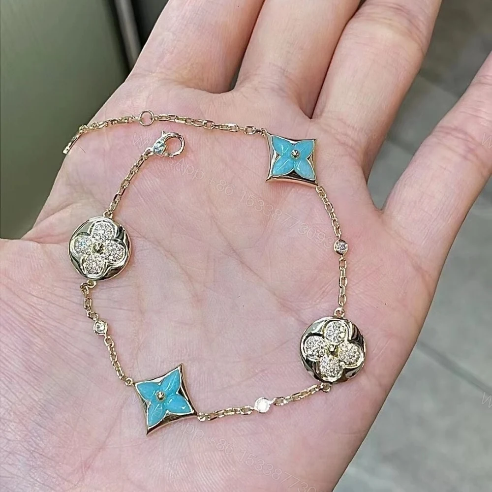 View 4 of Louis Vuitton Color Blossom BB Bracelet Gold Tone With Blue Q05979