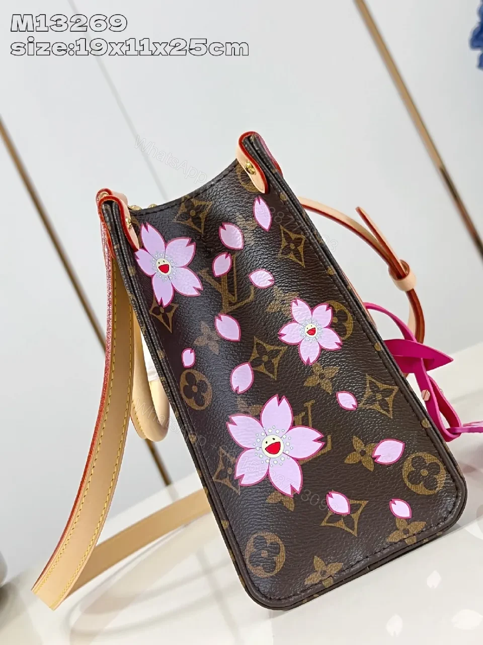 View 2 of Chic Floral Monogram Handbag: Luxe Craft, Pink Petal Accent