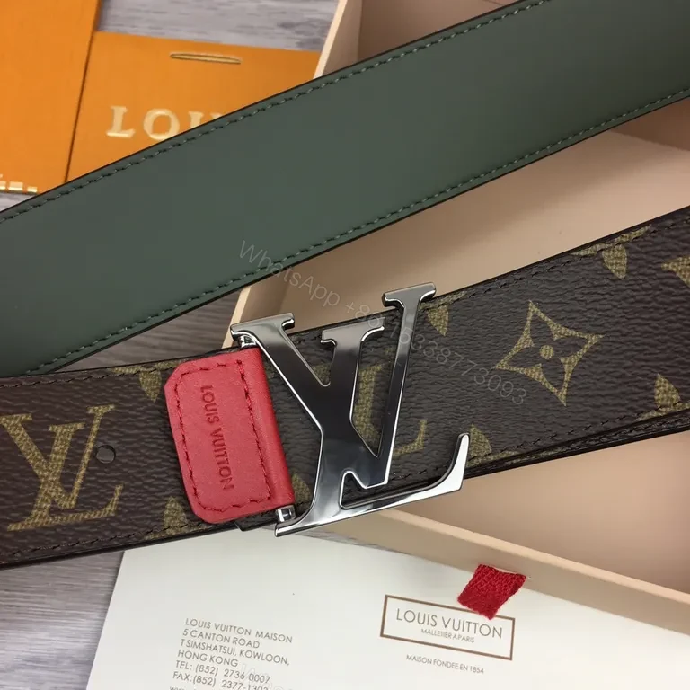 View 6 of Iconic Monogram Belt: LV Buckle, Red Keeper, Calf Trim