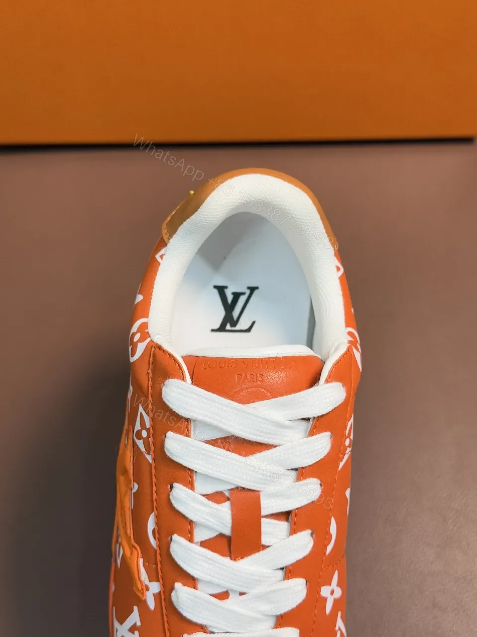 View 6 of Bright Orange Monogram High-Top Sneakers with Plush Padding