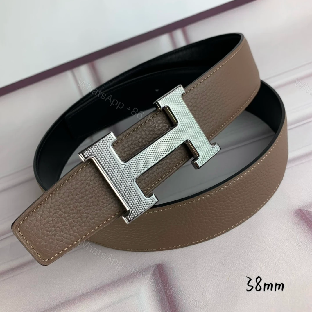 View 3 of HERMES BELT TOGO SWIFT SILOUIS VUITTONER BUCKLE LIGHT BROWN 38MM