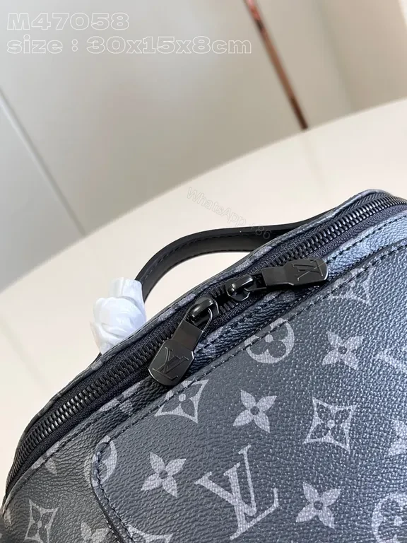 View 9 of Black Monogram Tote Bag with Zipper, Adjustable Strap, Louis Vuitton-inspired style