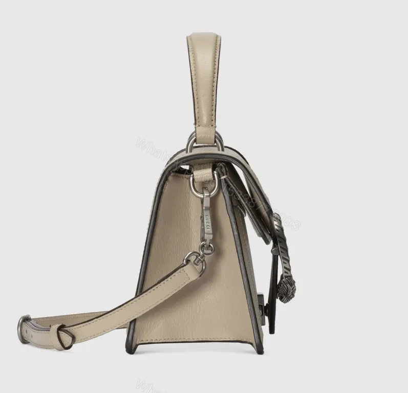 View 2 of Beige GG Supreme Tote: Tiger-Head Top-Handle Bag