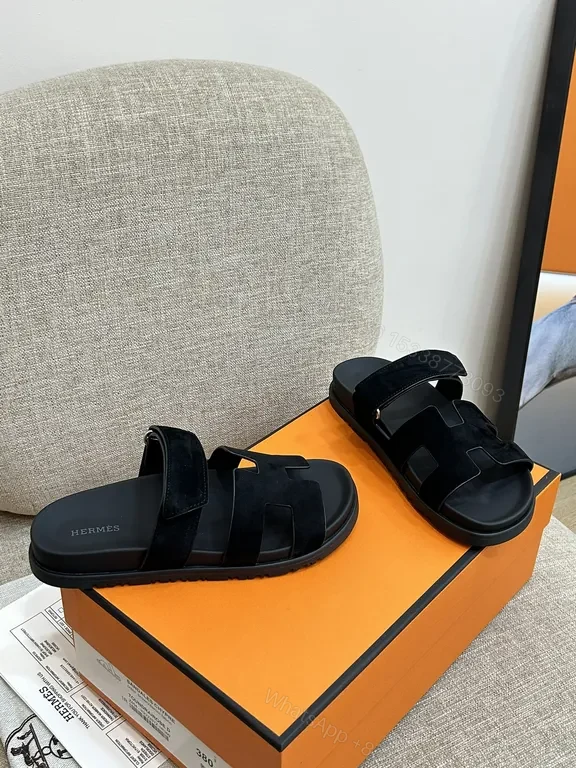 View 6 of Charcoal Suede-Feel Hermes-Style Open-Back Sandals: Subtle Luxury