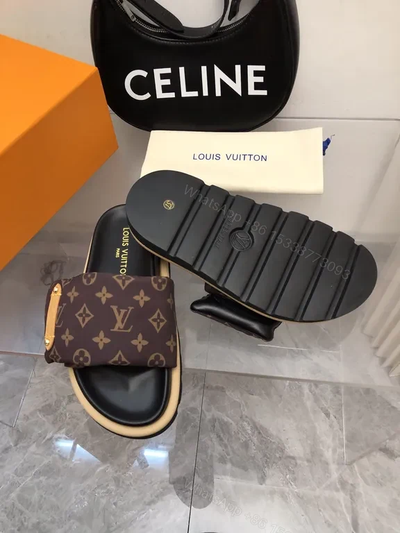 View 2 of Bold Monogram Slides: Luxury Comfort & LV-Inspired Detailing