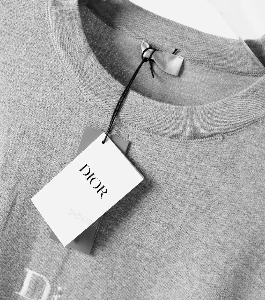 View 11 of Grey Cotton T-Shirt Dior Logo Casual Tee