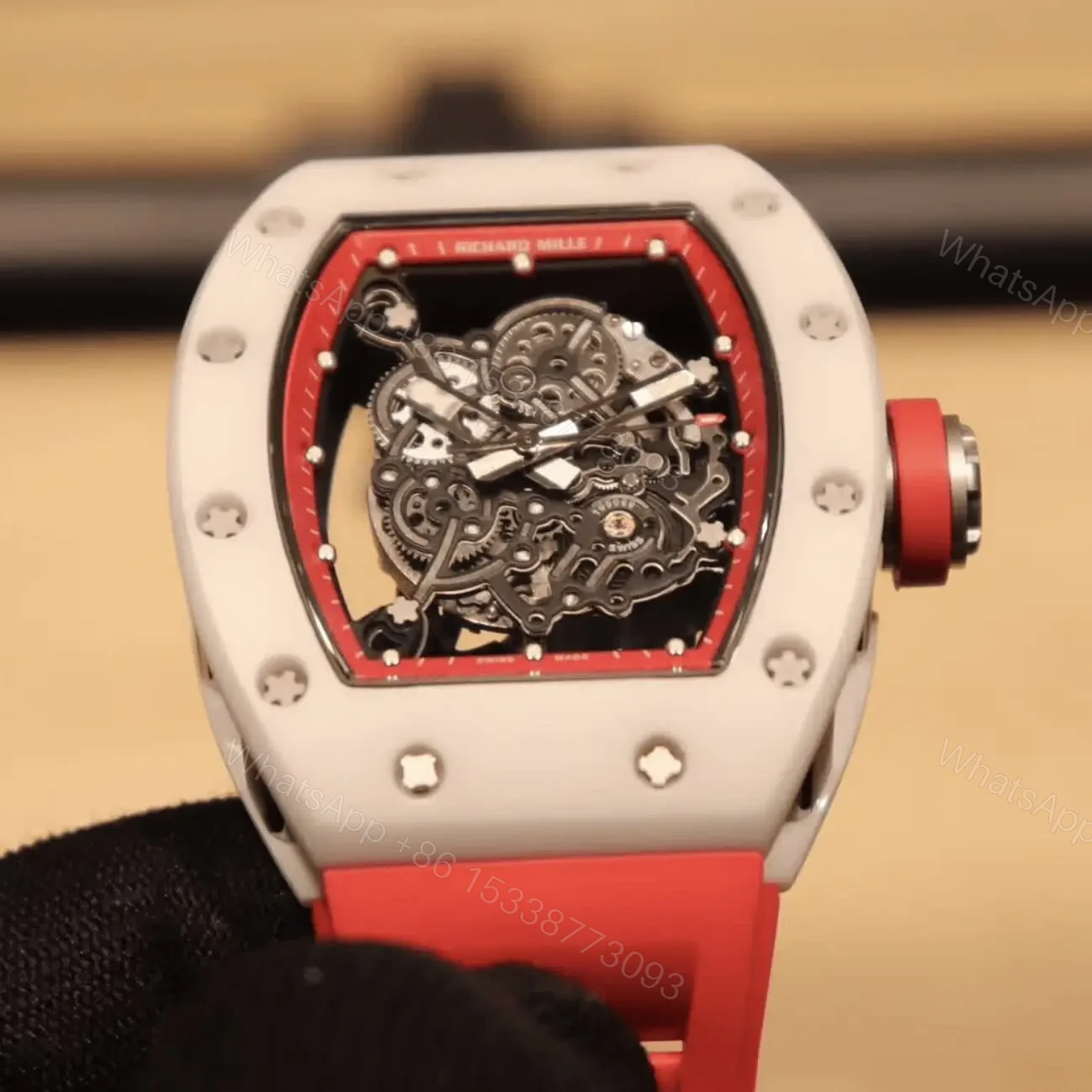 View 7 of Richard Mille Swiss Made Clone Rm 0055 Bubba Watson Red Rubber