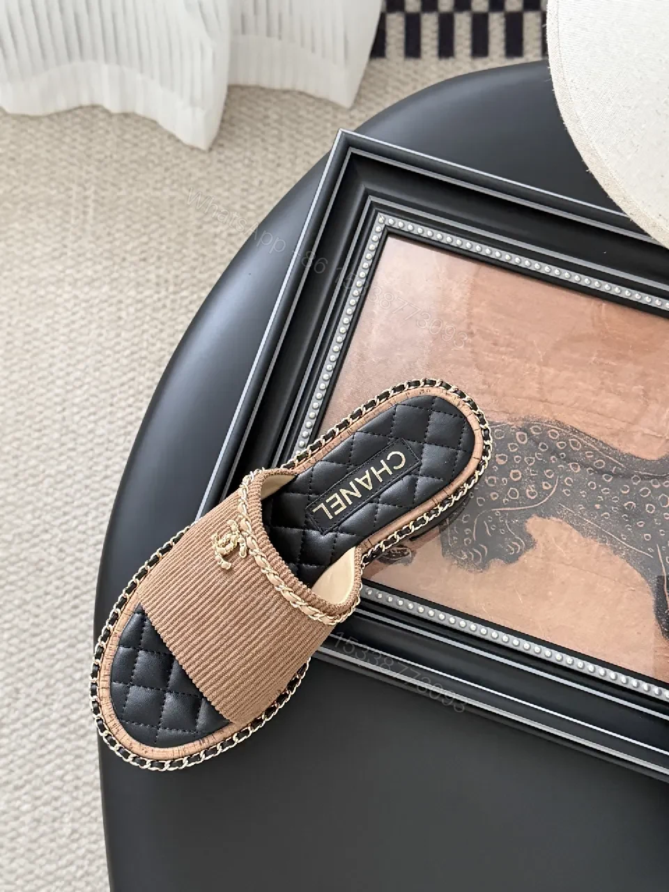 View 2 of Knit-Trim Slides: Elevated Everyday Chic, Luxury Comfort