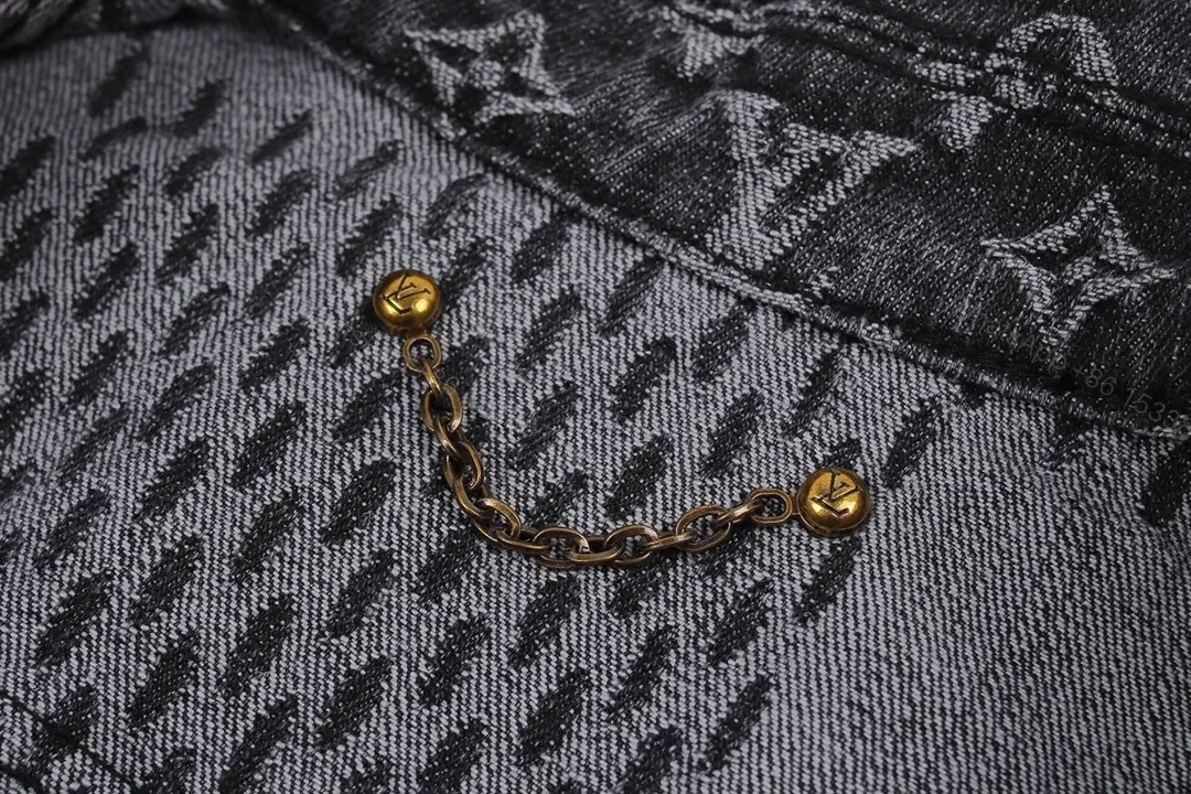 View 9 of Monogram Patchwork Denim Jacket: Modern Texture & Signature Detail