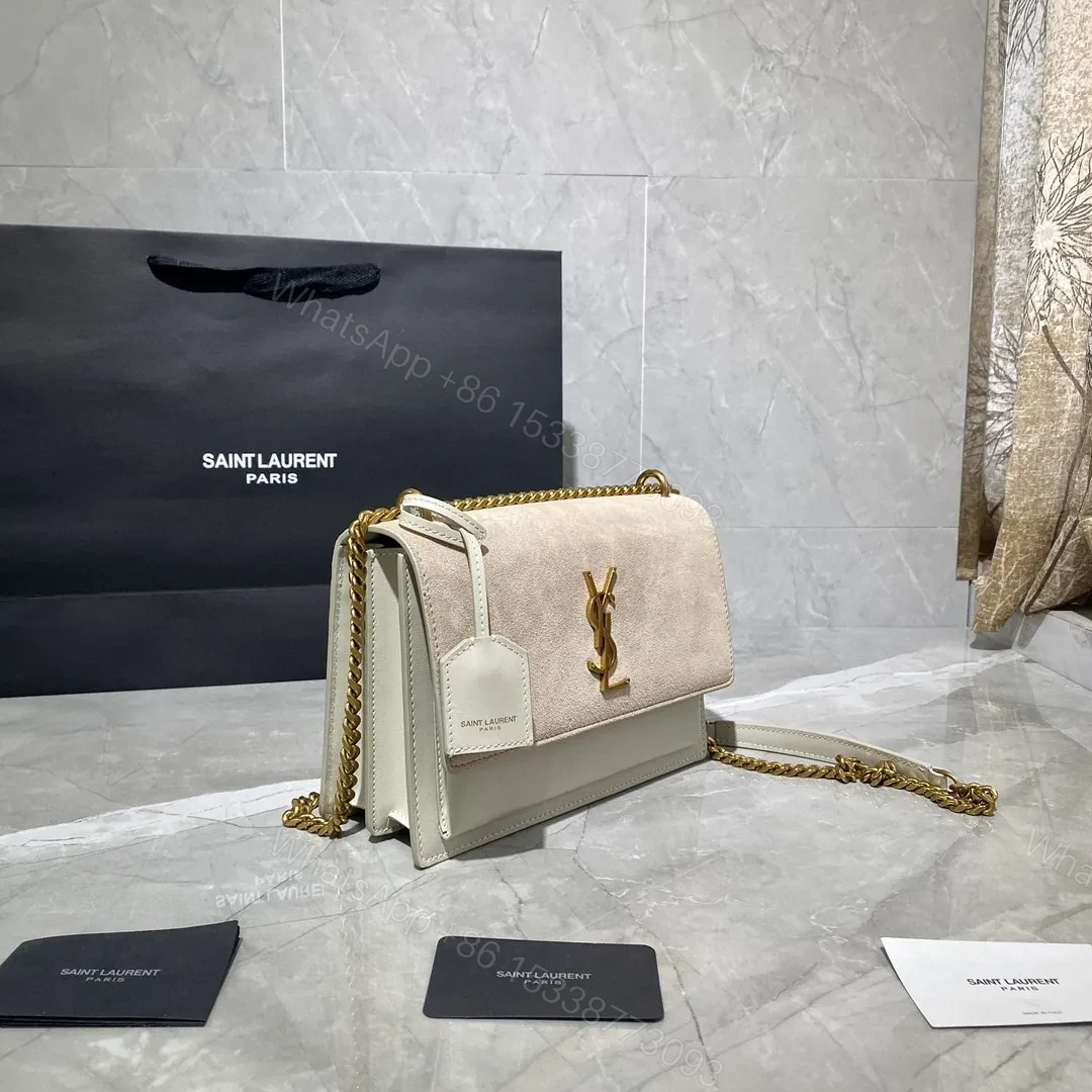 View 2 of Saint Laurent Sunset Shoulder Bag ‘Sea Salt’