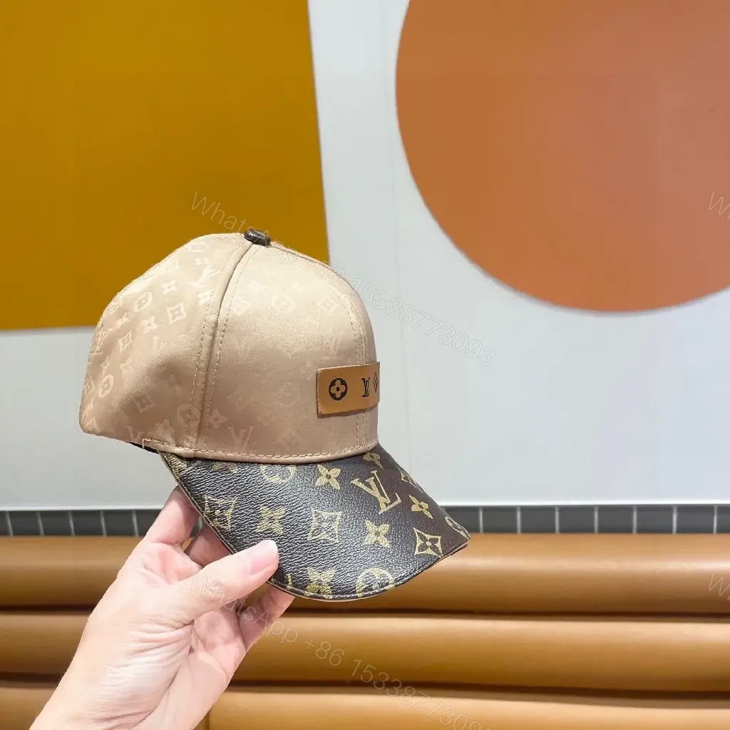 View 4 of Beige Monogram Pattern Cap with Pink Panel, Six-Panel, Leather Patch, Adjustable Back, Luxury Everyday