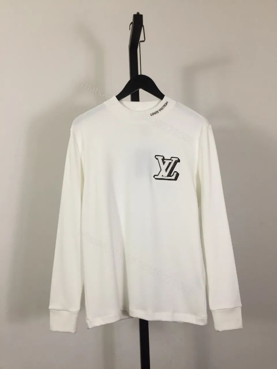 Monochrome Cotton Crewneck Sweatshirt with Subtle Crest — view 1