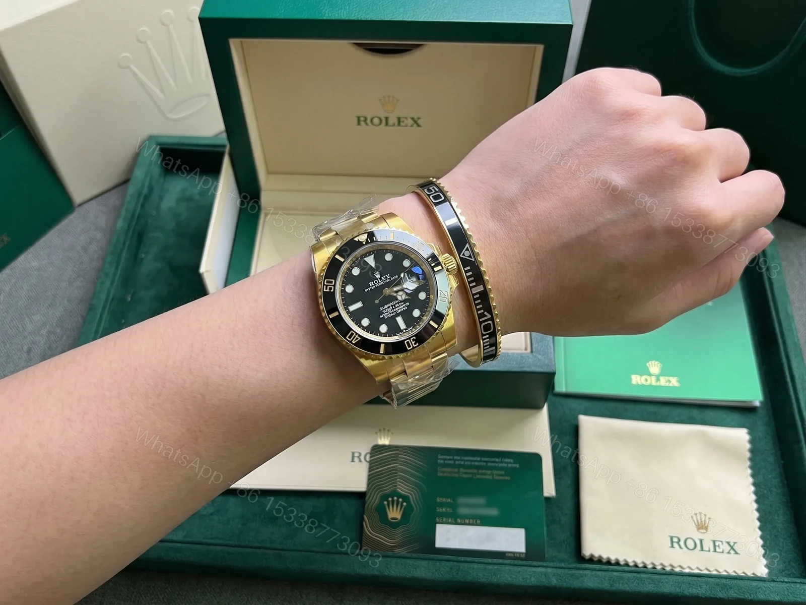 View 3 of Black Submariner Gold Tone Bracelet