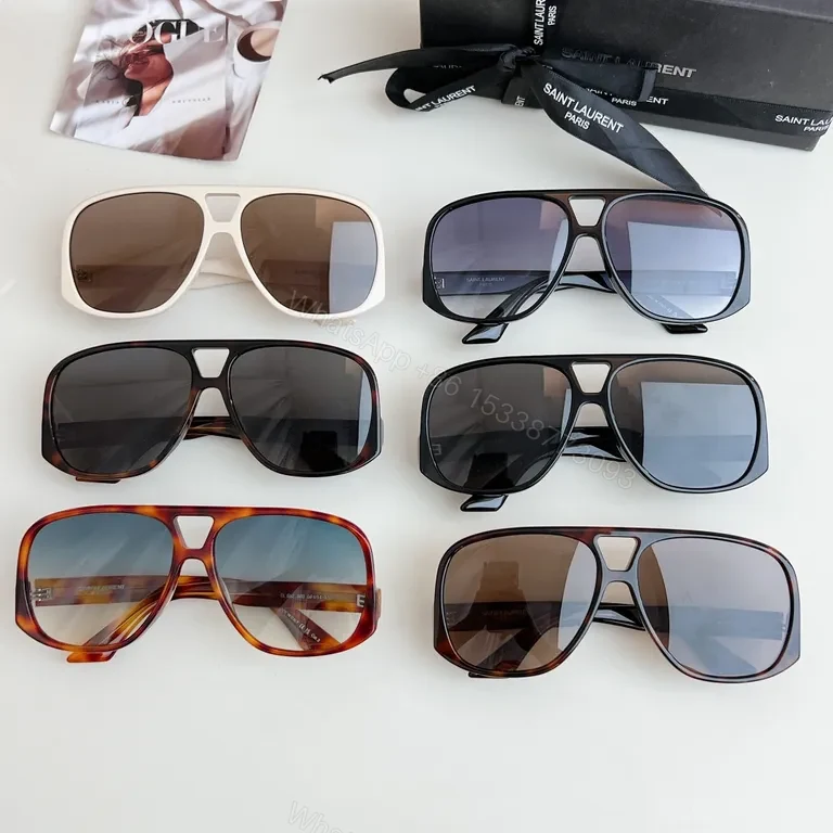 View 2 of Bold Saint Laurent Sunglasses â€“ Oversized Shield Frame, Gradient Lenses