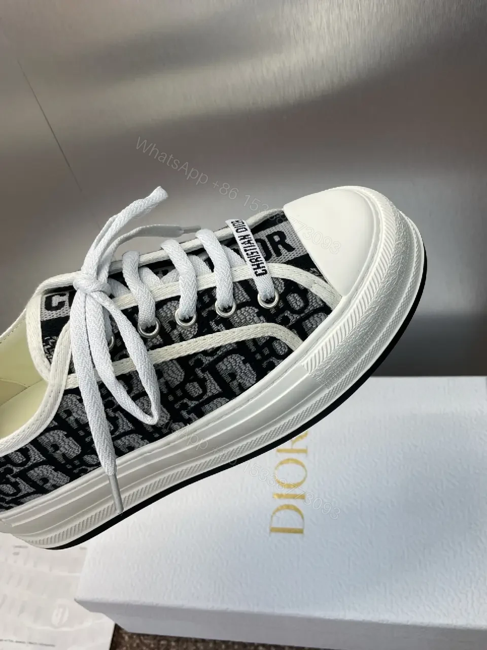 View 9 of Black Denim Dior-Style Platform Sneakers