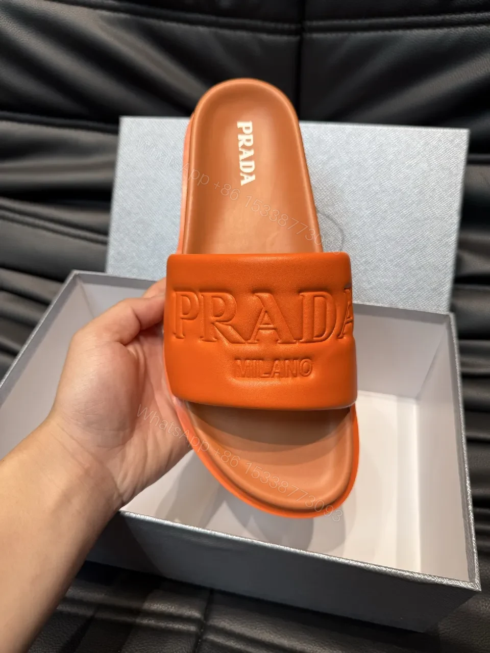 View 6 of Bold Orange Textured-Stride Slider, Premium Comfort