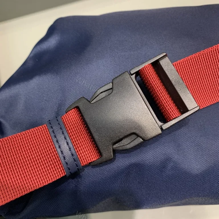 View 6 of Bold Navy Balenciaga Belt Bag with Red Strap - Hands-Free Luxury