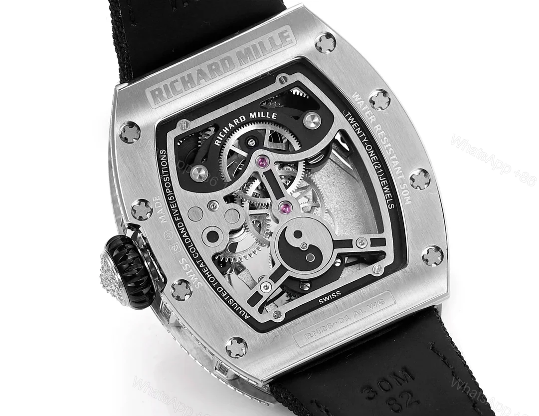 View 7 of Richard Mille RM26-01 Panda Tourbillon Watch National Treasure Panda Full Diamond Skeleton Dial 18K White Gold Art Mechanical Edition RM26-01-PND-NTG