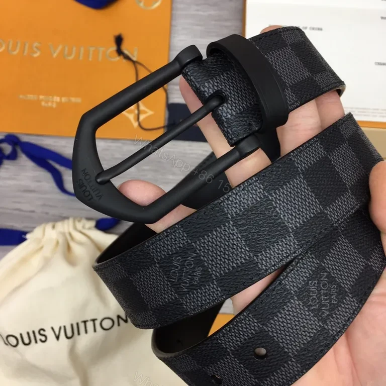 View 2 of Damier Ebony Belt: Refined Luxury Matt Buckle, 3cm